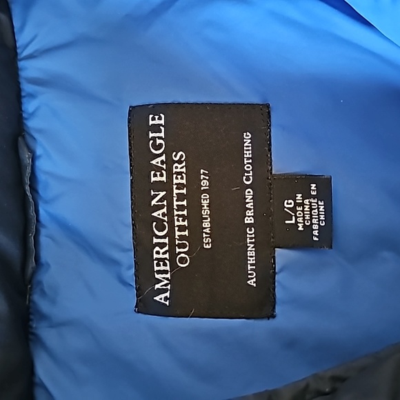 American Eagle Black Puffer Men's Lg, Hooded Full Zip Vest, preowned - Picture 4 of 6